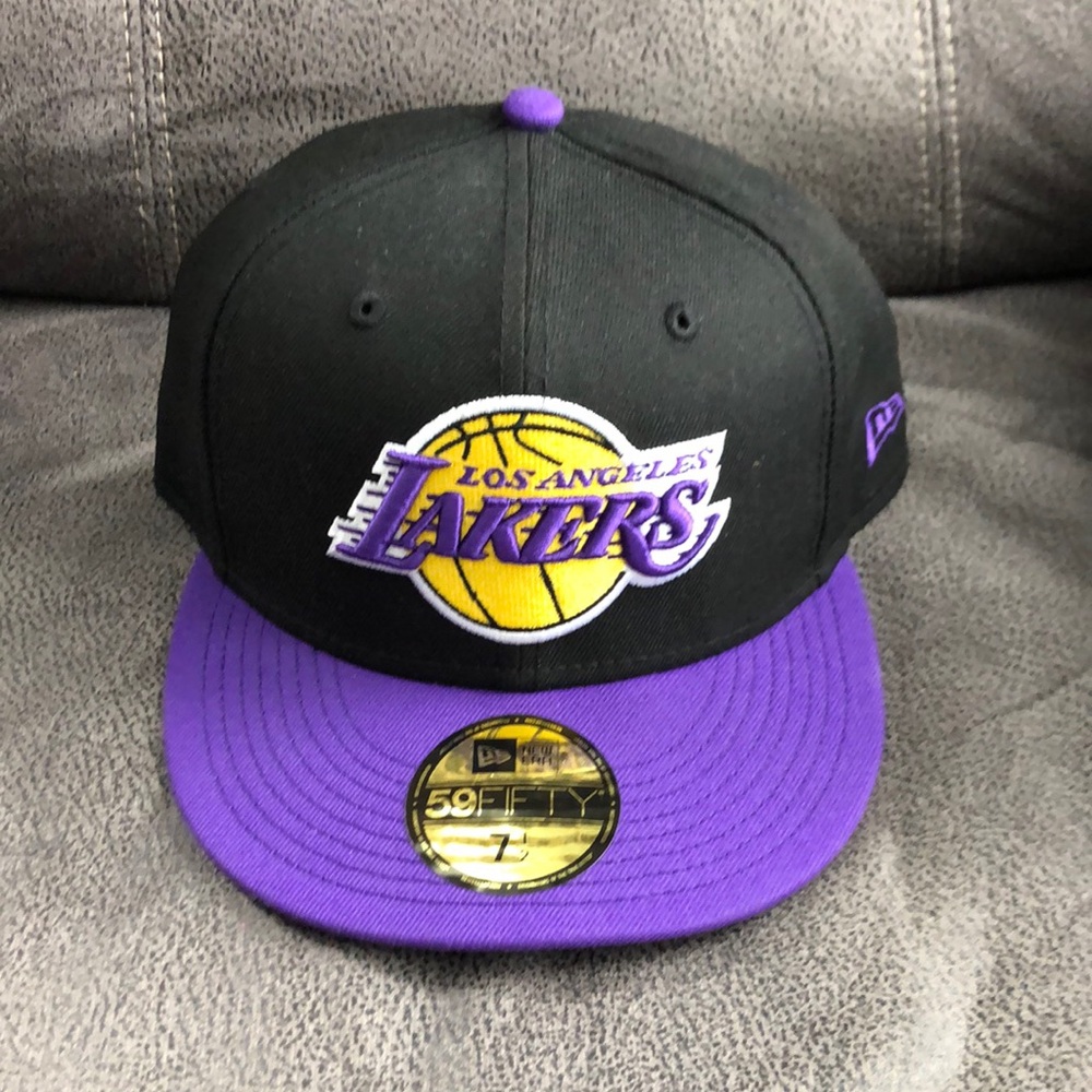 59Fifty New Era Black and Purple Los Angeles Lakers Cap